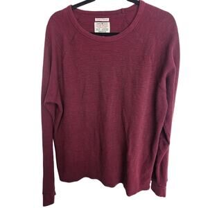 Lucky Brand Shirt Men L Red Lived In Thermal Shirt LS Crewneck Casual Grunge